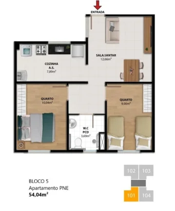 Imagem ado Diferencial Apartamento Garden 40,75 m² + Quintal Privativo de 8,80 m² 2 Quartos Sala de Estar/Jantar Cozinha Banheiro Área de Serviço Vaga de Garagem Privativa Piso Laminado Quintal Privativo Exclusivo Lazer Completo para Toda a Família
