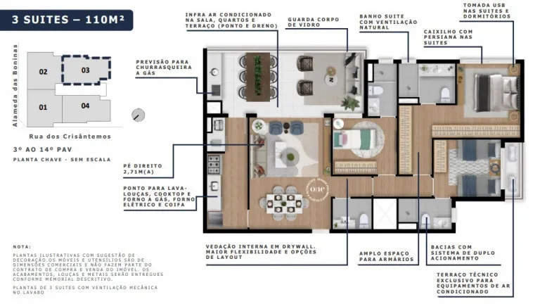 Imagem Apartamento com 3 Quartos à Venda, 109 m² em Mirandópolis - São Paulo
