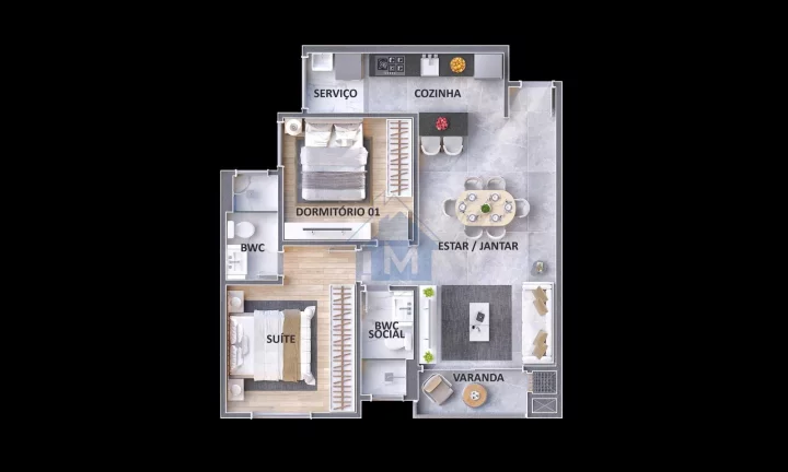Foto do imóvel Apartamento 1 Suíte + 1 Quarto na Vila Yolanda, Sacada com Churrasqueira!