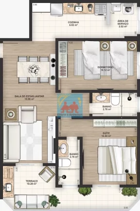 Imagem Apartamento com 2 dorms, Caiçara, Praia Grande - R$ 326 mil, Cod: 1027