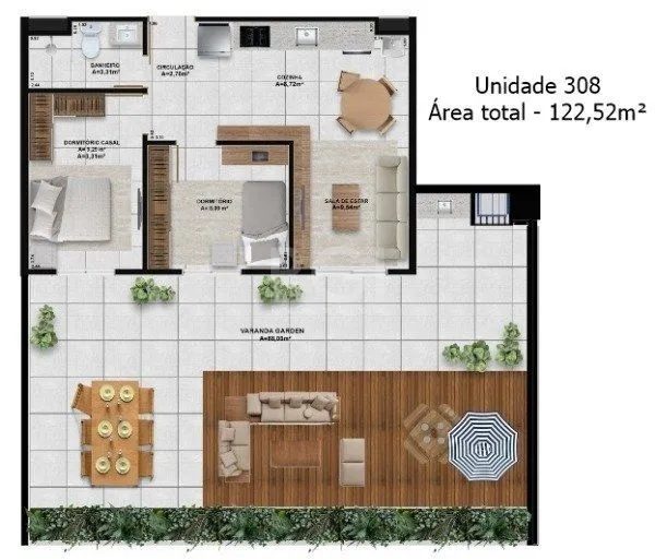 Imagem Apartamento para Venda - 111m², 2 dormitórios, 1 vaga - Rincão