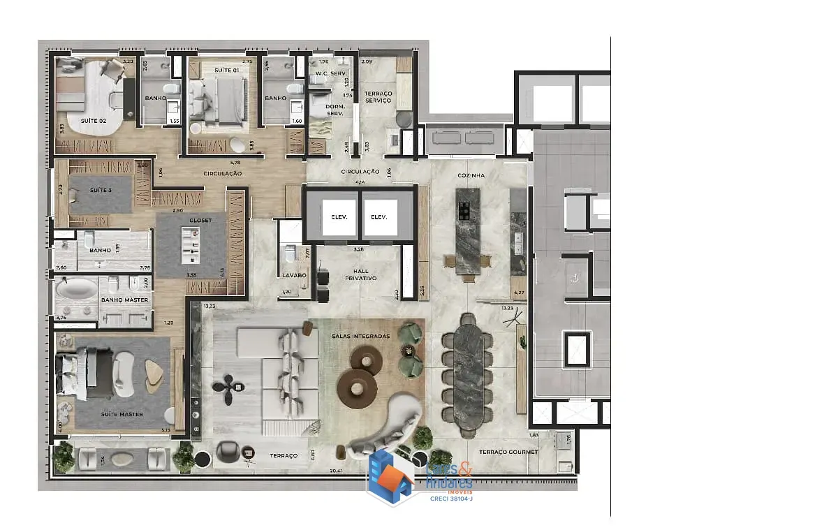 Imagem Apartamento para venda em Indianópolis com 4 quartos, sendo 4 suítes, 300m²