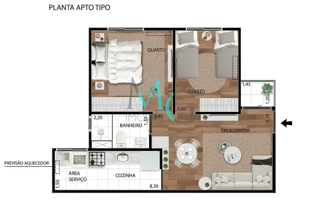 Imagem Apartamento à venda 2 Quartos 44.58M² Campo Grande Rio de Janeiro - RJ | Varandas Mendanha