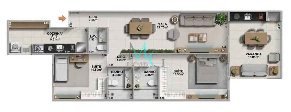 Imagem Cobertura Duplex à venda 3 Quartos 3 Suites 2 Vagas 178.22M² Barra da Tijuca Rio de Janeiro - RJ | Aurora