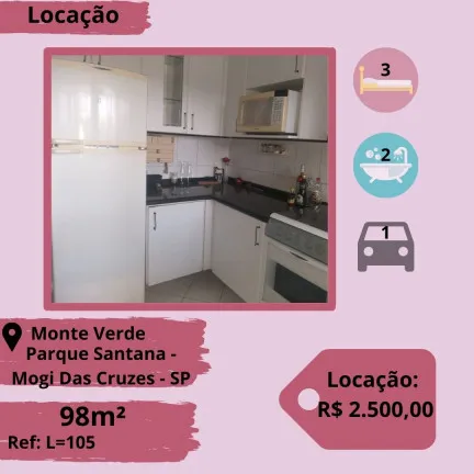 Apartamento com 3 Quartos para Alugar, 98 m² em Parque Santana - Mogi das Cruzes