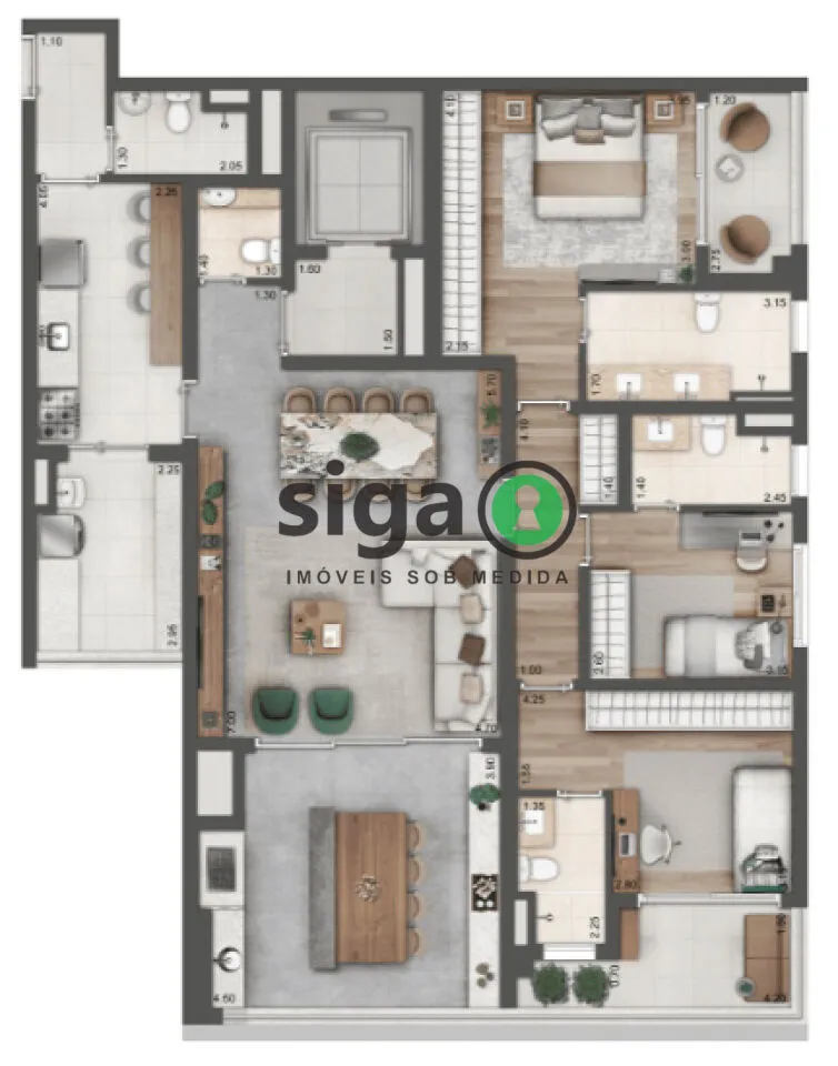Imagem Apartamento de 157m² com 3 suítes no coração do Brooklin l Atmosfera 360