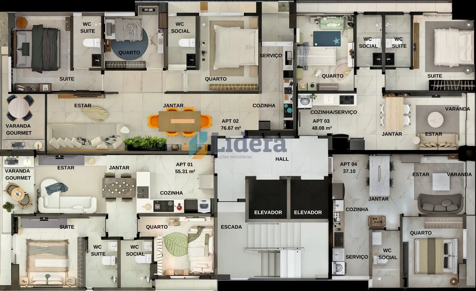 Imagem Apto - 2 Quartos - 1 Suíte - 55,31 m² - Intermares, Cabedelo/PB