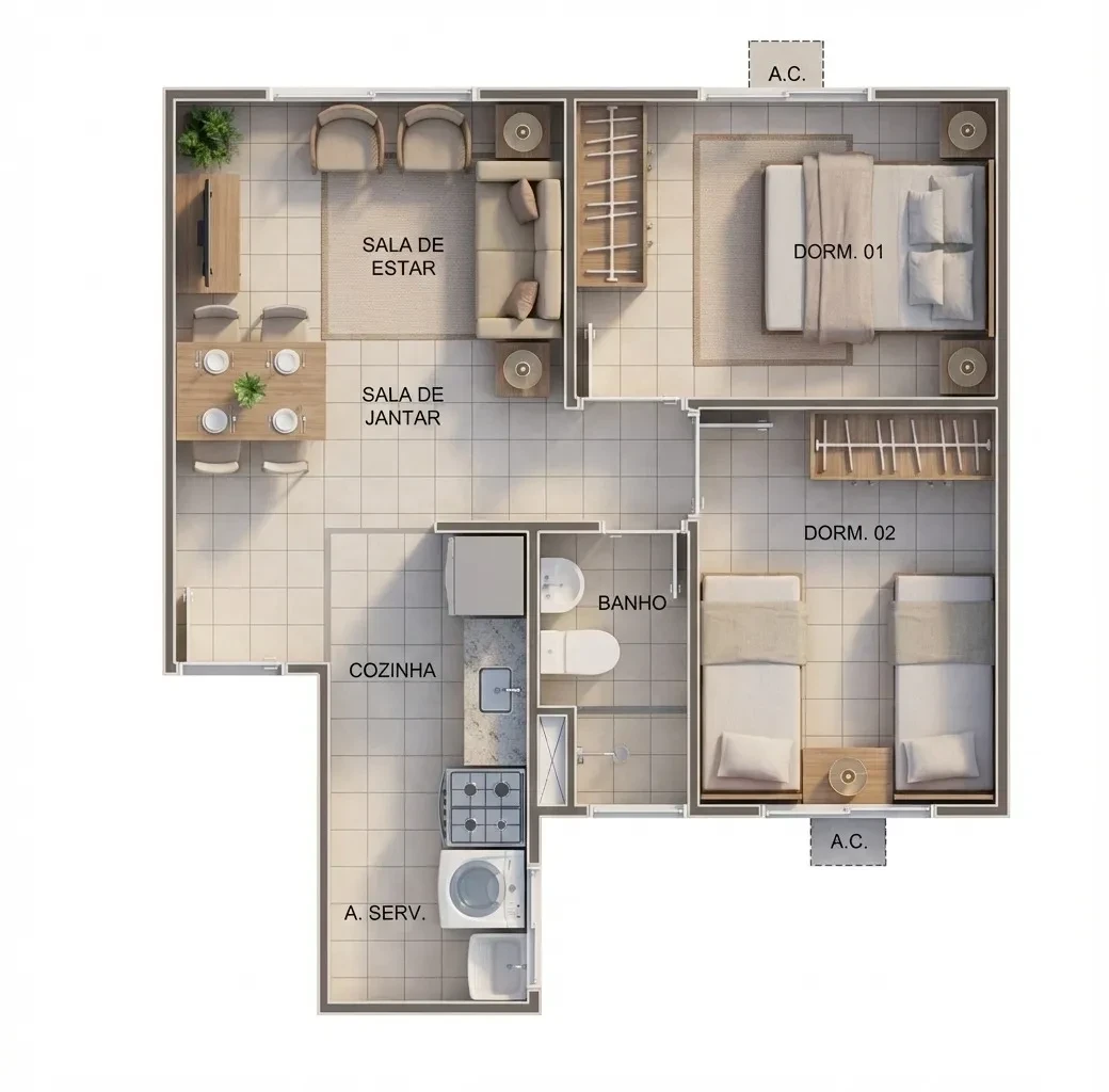 Imagem Apartamento com 2 Quartos à Venda, 64 m² em Quarenta Horas (Coqueiro) - Ananindeua