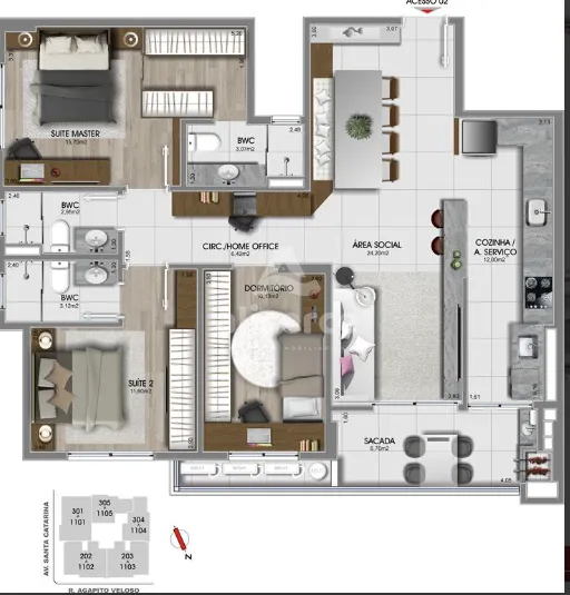 Imagem PRONTO PARA MORAR - APARTAMENTO COM 3 DORMITÓRIOS (2 SUÍTES) E 111 m² NO CORAÇÃO DO ESTREITO - FLORIANÓPOLIS/SC