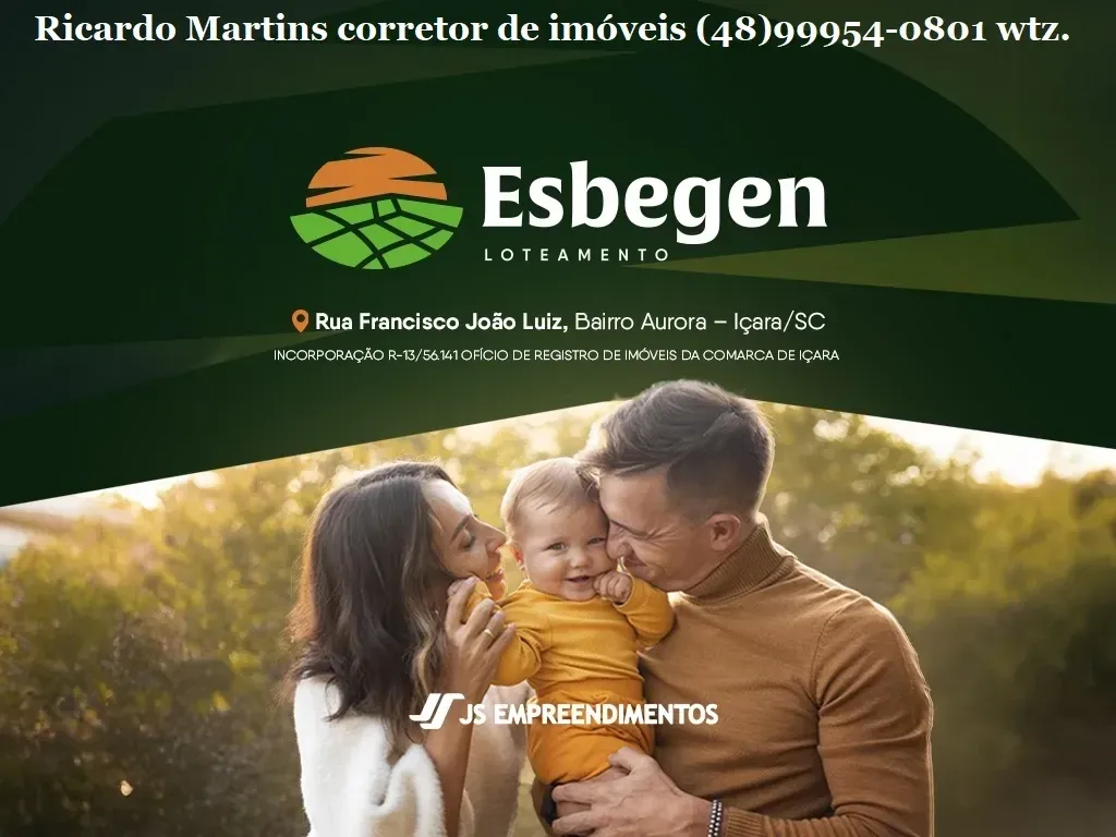Terreno à Venda, 368 metros em Aurora - Içara