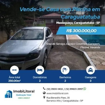 Imagem Casa com 2 Quartos à Venda, 250 m² em Massaguaçu - Caraguatatuba