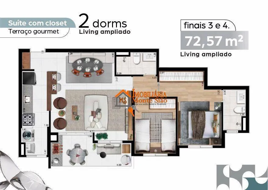 Imagem Essenza Vila Augusta Guarulhos | 3 Dorms com Suíte e Closet | Terraço Gourmet | Lazer Completo