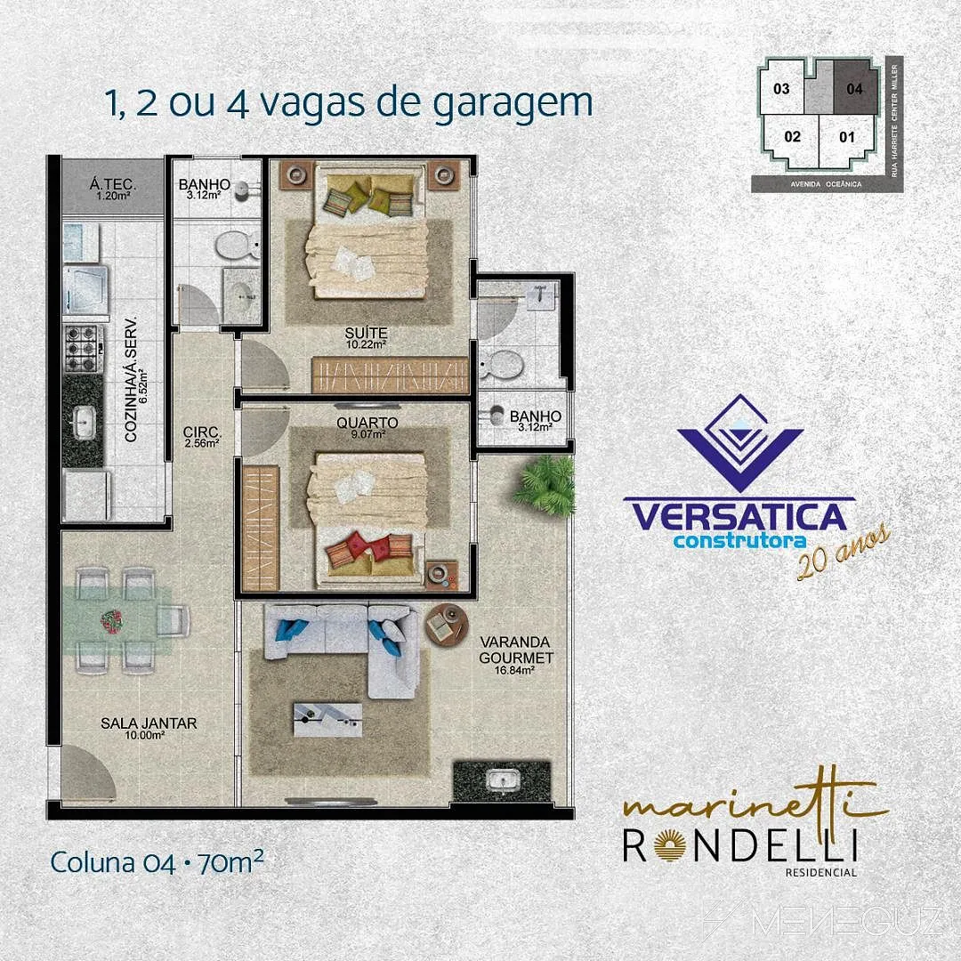 Imagem Marinetti Rondelli - Lançamento na Praia do Morro, com apartamentos a venda de 2 quartos, a uma quadra do mar e lazer completo