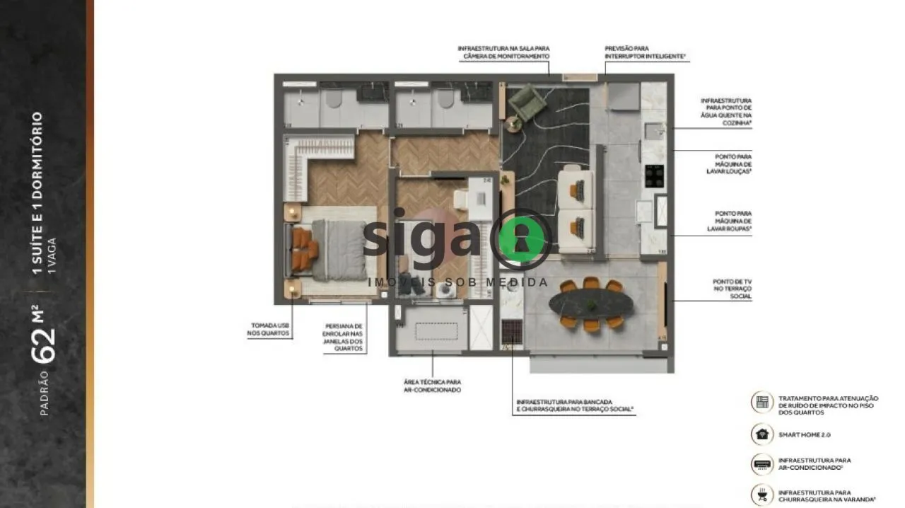 Imagem APARTAMENTO À VENDA 2 QUARTOS, SENDO 1 SUÍTE+1VAGA NA ACLIMAÇÃO