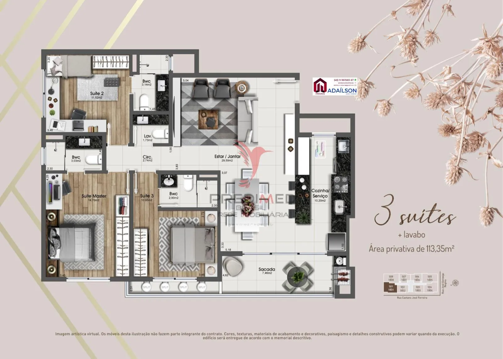 Imagem Apartamentos no Edifício Lyon Residence - Em São Jose - Floripa SC