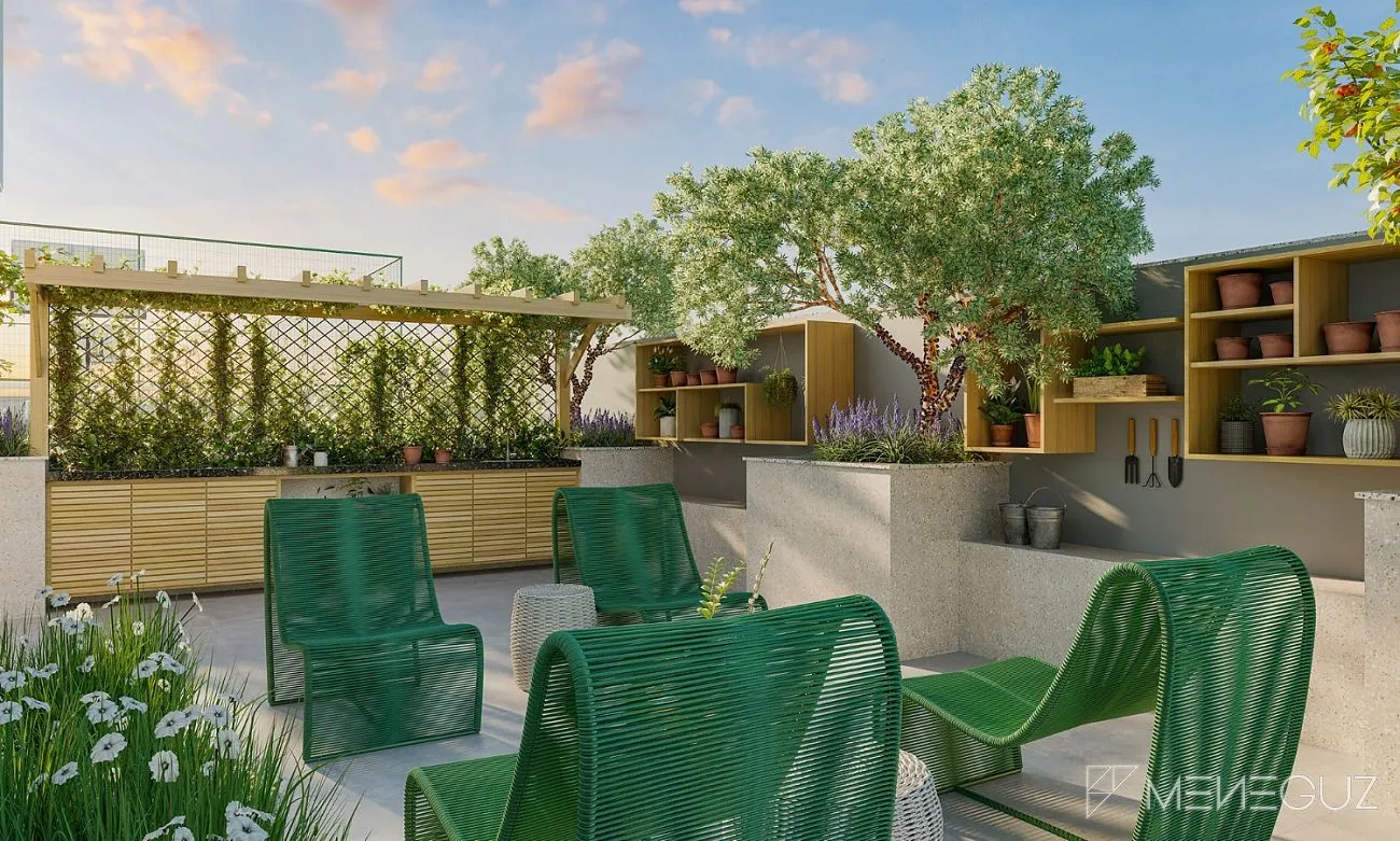 Imagem Um projeto de alto padrão, inovador, com soluções arquitetônicas sustentáveis e muita área verde.