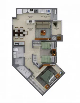Imagem Apartamento com 2 Quartos à Venda, 59 m² em São Cristóvão - Criciúma