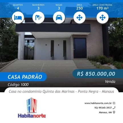 Foto do imóvel CASA NO CONDOMÍNIO QUINTA DAS MARINAS - PONTA NEGRA