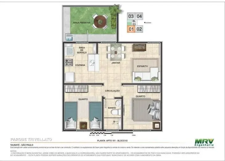 Imagem Apartamento à venda 2 Quartos, 1 Vaga, 53M², Residencial Sítio Santo Antônio, Taubaté - SP | Condomínio Parque Trivellato