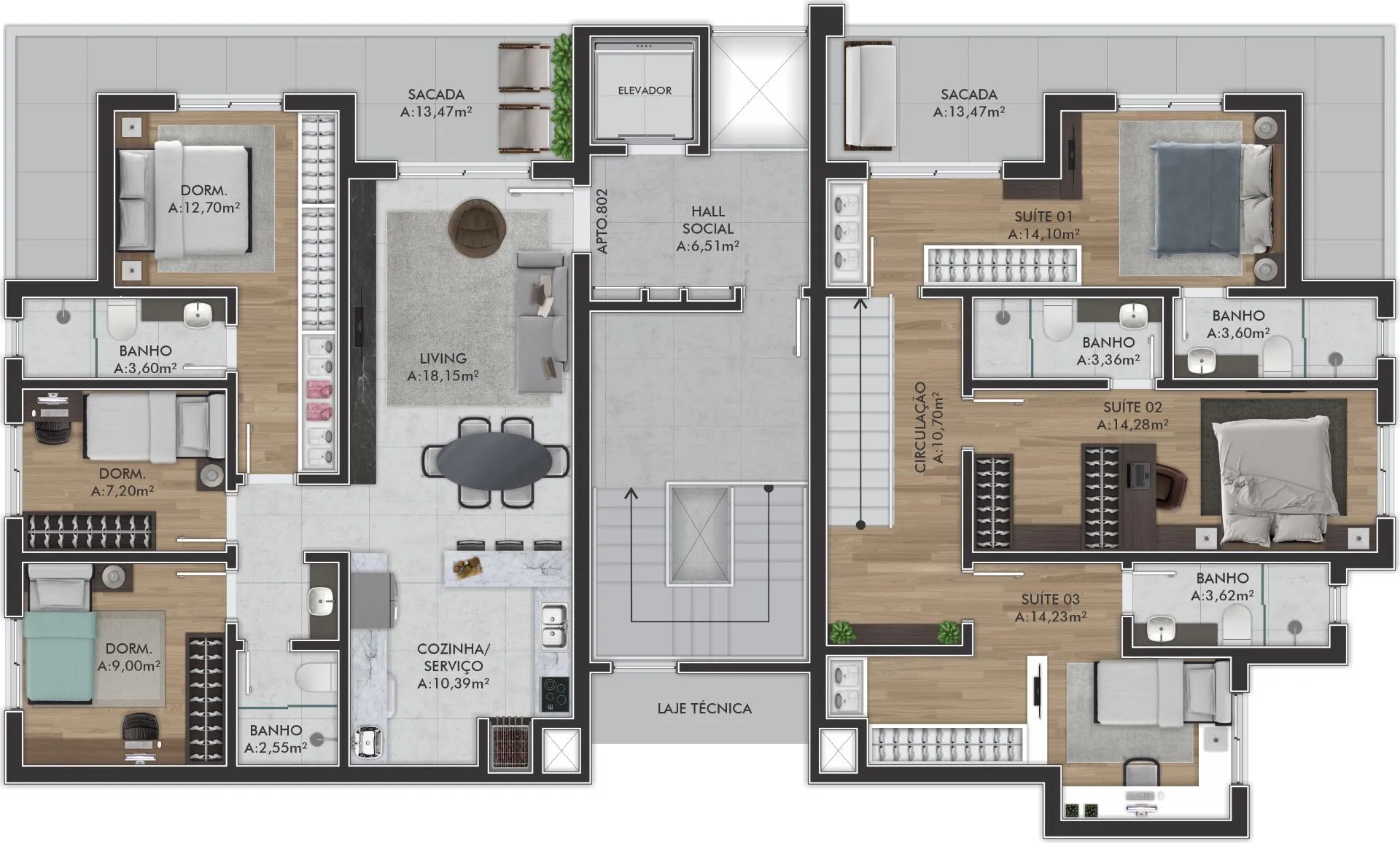 Imagem Apartamento à venda em Caxias do Sul, Nossa Senhora de Lourdes, com 3 quartos, 92.35m2