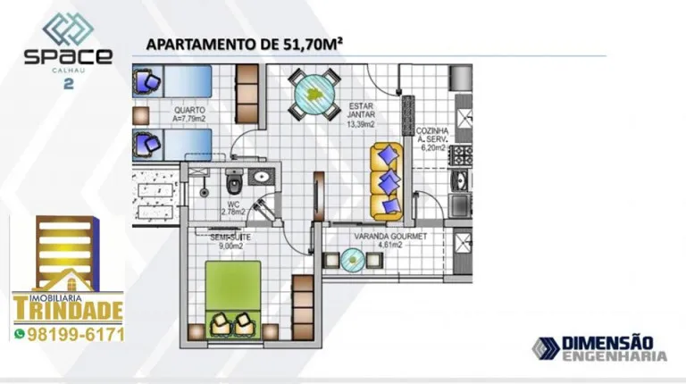 Imagem Apartamento com 2 Quartos à Venda, 59 m² em Parque Athenas - São Luís