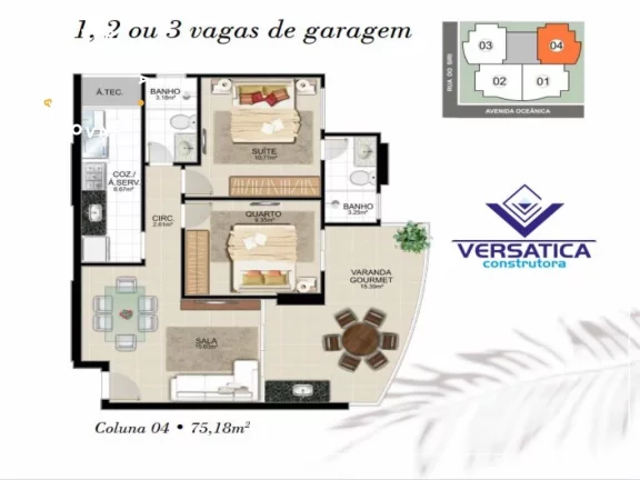 Imagem Apartamento com dois Dormitório sendo uma suite a Venda na Praia do Morro, Área de Lazer Completa. na cobertura