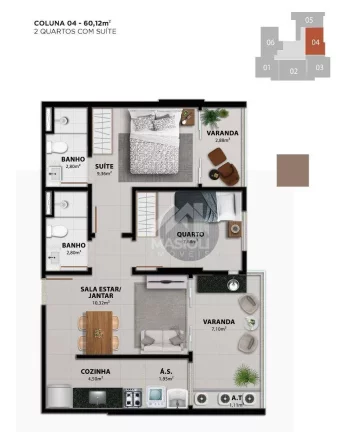 Imagem Apartamento com 2 dormitórios à venda, 60 m² por R$ 694.157,04 - Praia de Itaparica - Vila Velha/ES