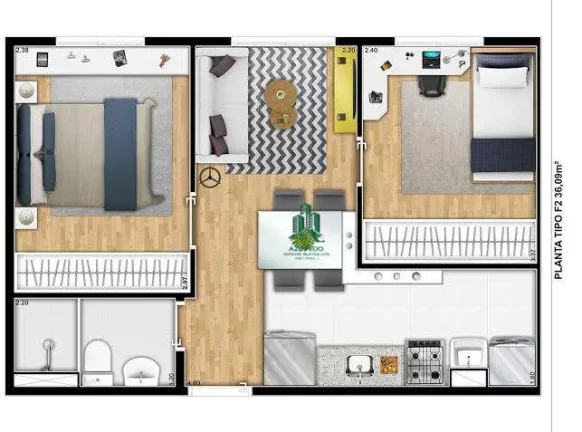 Imagem Apartamento com 2 dormitórios para alugar, 37 m² por R$ 2.060,00/mês - Vila Itapegica - Guarulhos/SP