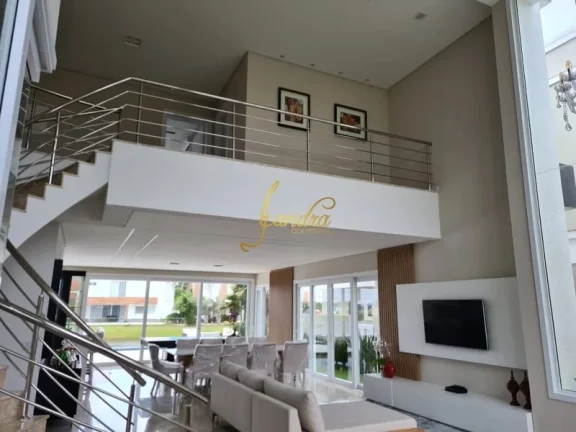 Imagem Sobrado 05 suítes com piscina em condomínio fechado mobiliado e decorado