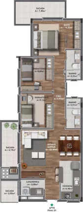 Imagem Apartamento 3 quartos sendo 1 suíte para venda no bairro Cruzeiro em Caxias do Sul