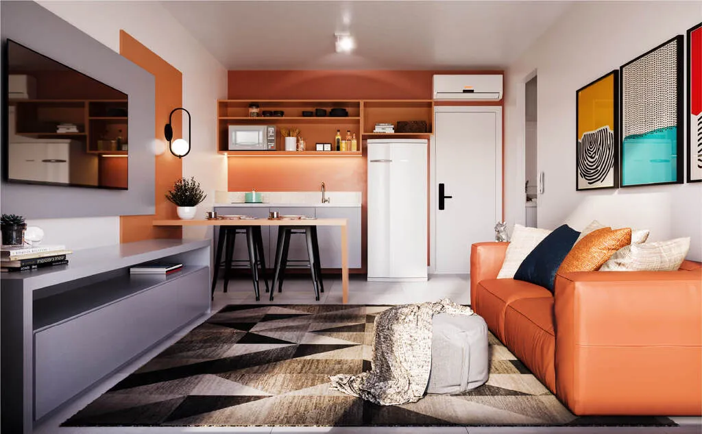 Imagem Apartamento à venda no Centro de Curitiba-PR: 1 quarto, 1 banheiro, 1 vaga de garagem, 33,56 m² de área.