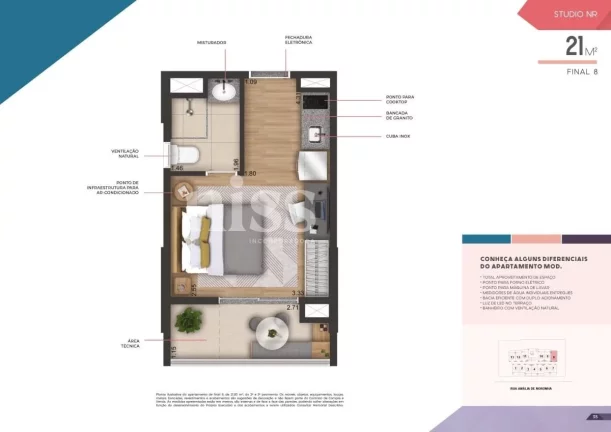 Imagem MOD PINHEIROS - NISS - Studio de 28m² (R), ótima localização, a 260m da estação Sumaré do Metrô!