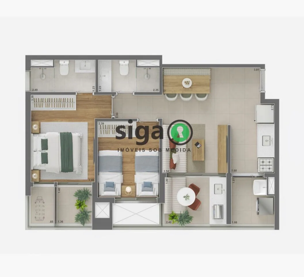 Imagem Apartamento 61m² com 2 Dormitórios e Vaga próximo a Berrini