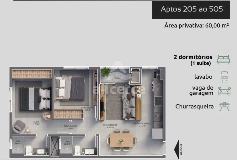 Imagem Apartamento à venda com 2 quartos 1 suíte, 59,54m² em Ingleses do Rio Vermelho Florianópolis