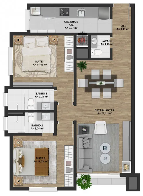 Imagem Apartamento à venda em Gramado, Floresta, com 2 quartos, 76.87m2