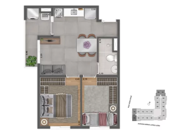 Imagem Apartamento com varanda e lazer completo a apenas 200 metros da estação Adolfo Pinheiro do Metrô.