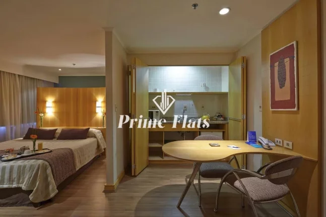 Foto do imóvel Flat disponível no Slaviero Essential São Paulo Ibirapuera, com 35m², 1 dormitório e 1 vaga em Rua Tuim