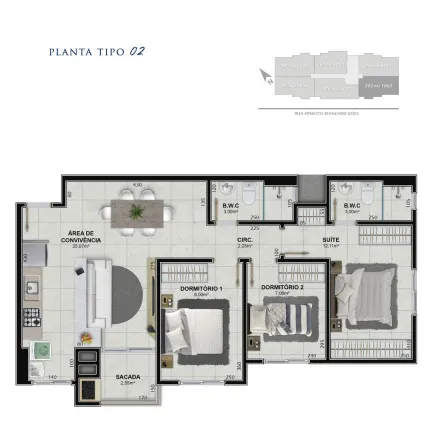Imagem Apartamento com 3 Quartos à Venda, 78 m² em Próspera - Criciúma