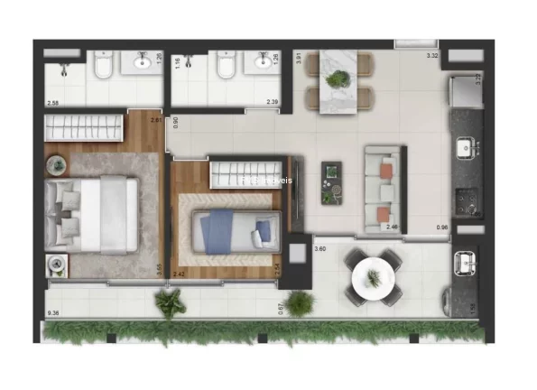 Imagem APARTAMENTO 63m² - 2 DORMITÓRIOS ( 1 SUÍTE) - 1 VAGA - CAMPO BELO