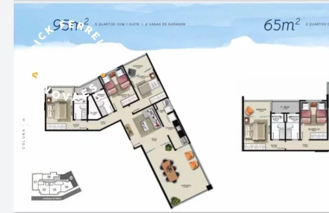 Imagem Apartamento de três e dois dormitório sendo uma suite, com área de lazer completa. até duas vagas de garagem na praia do morro.