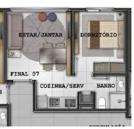 Imagem Apartamento 1 Dormitório - Bairro Zona Nova