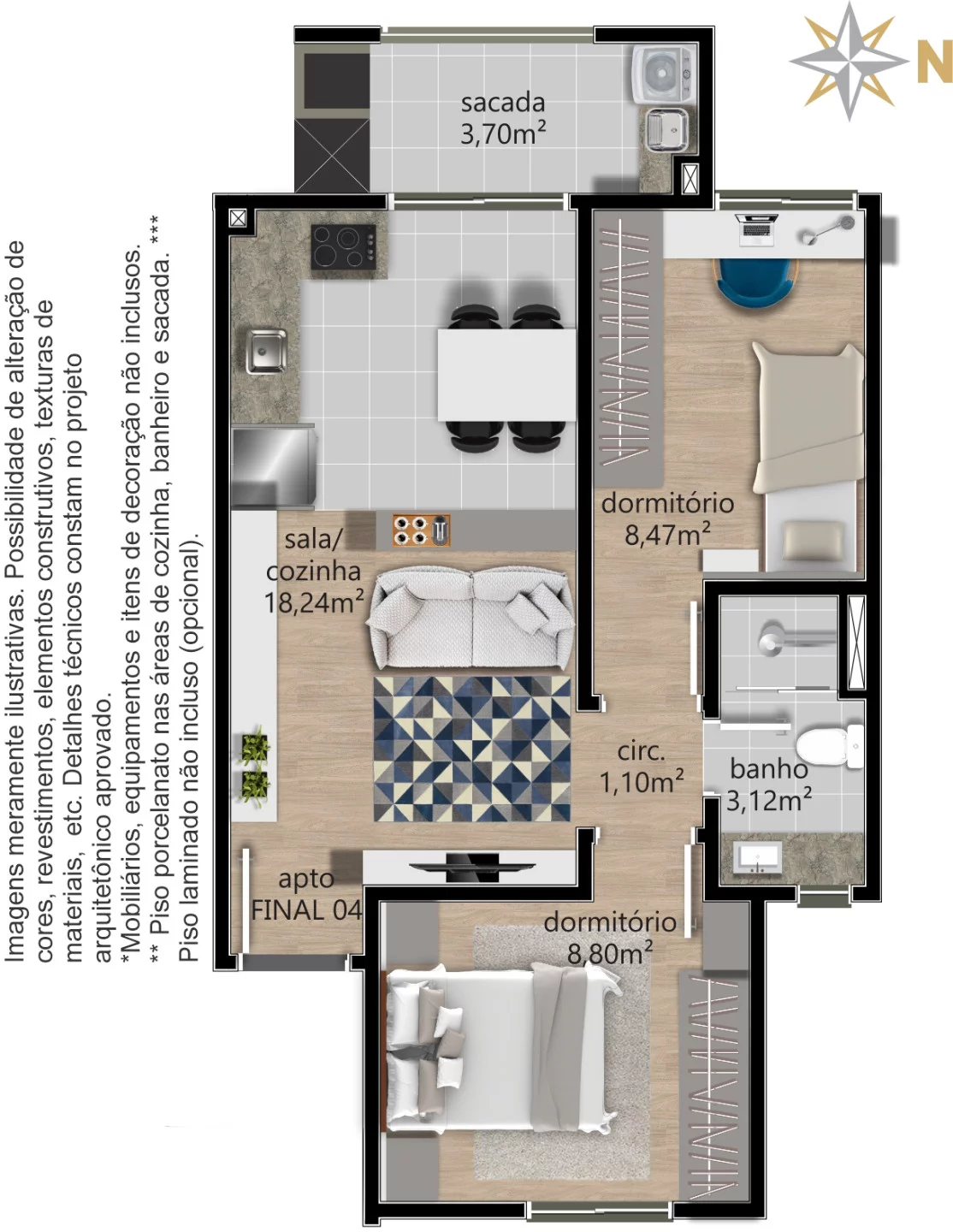 Imagem Apartamento 2 quartos para venda no bairro Centro em Caxias do Sul