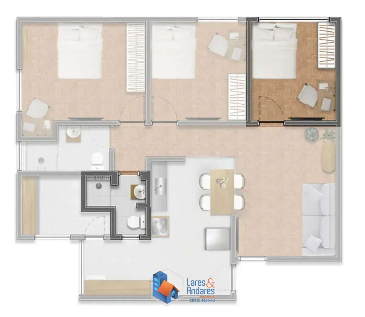 Imagem Apartamento para venda em Brooklin com 3 quartos, 88m²