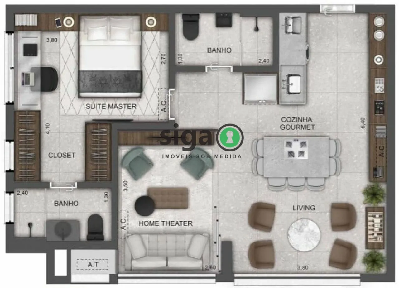 Imagem Upper West Perdizes: 62m² de modernidade e conforto em endereço exclusivo