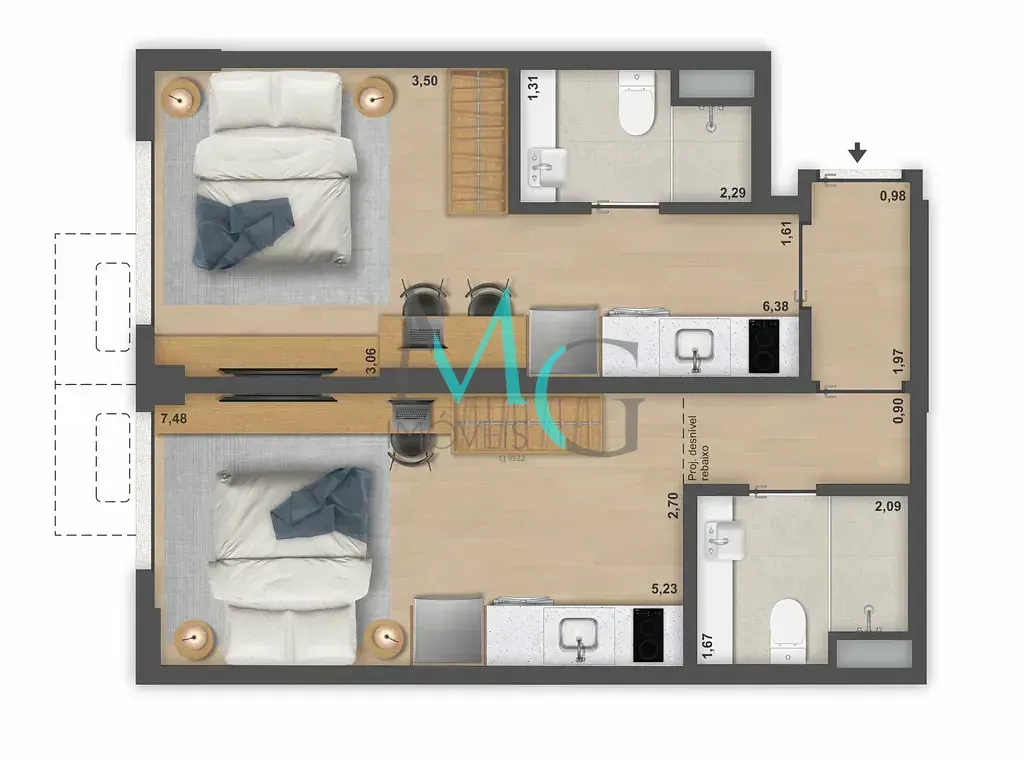 Imagem Apartamento à venda 2 Quartos 2 Suites 64.35M² Copacabana Rio de Janeiro - RJ | Ben in Rio Pompeu Loureiro 110