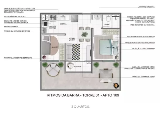 Imagem RESIDENCIAL RITMOS DA BARRA - MRV - Aptos 33,42m² a 35,33m², próximo aos shoppings West Plaza!