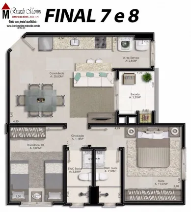 Imagem Apartamento com 2 Quartos à Venda, 58 m²em Mina do Mato - Criciúma