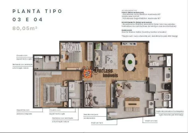 Imagem Apartamento com 2 dormitórios à venda, 80 m² por R$ 681.354,94 - Morumbi - Paulínia/SP