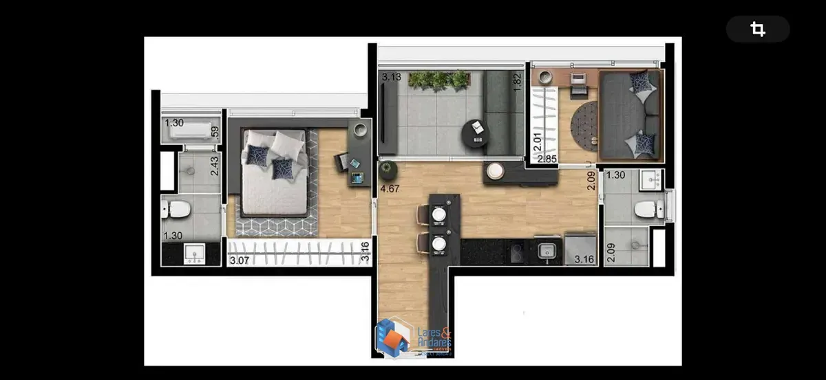 Imagem Apartamento para venda em Jardim Paulista com 2 quartos, sendo 1 suíte, 47m²