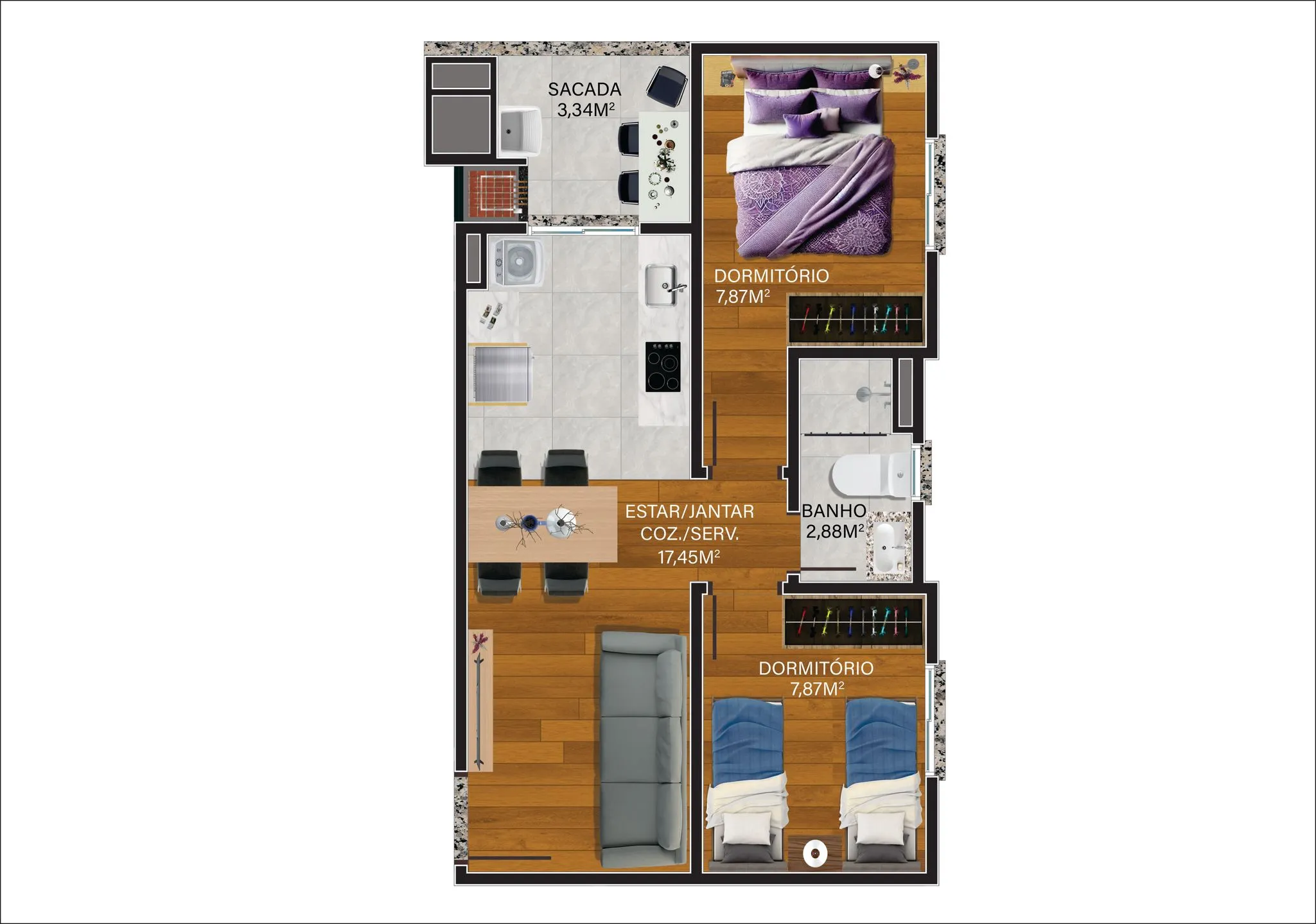 Imagem Apartamento à venda em Caxias do Sul, Bela Vista, com 3 quartos, 61.34m2